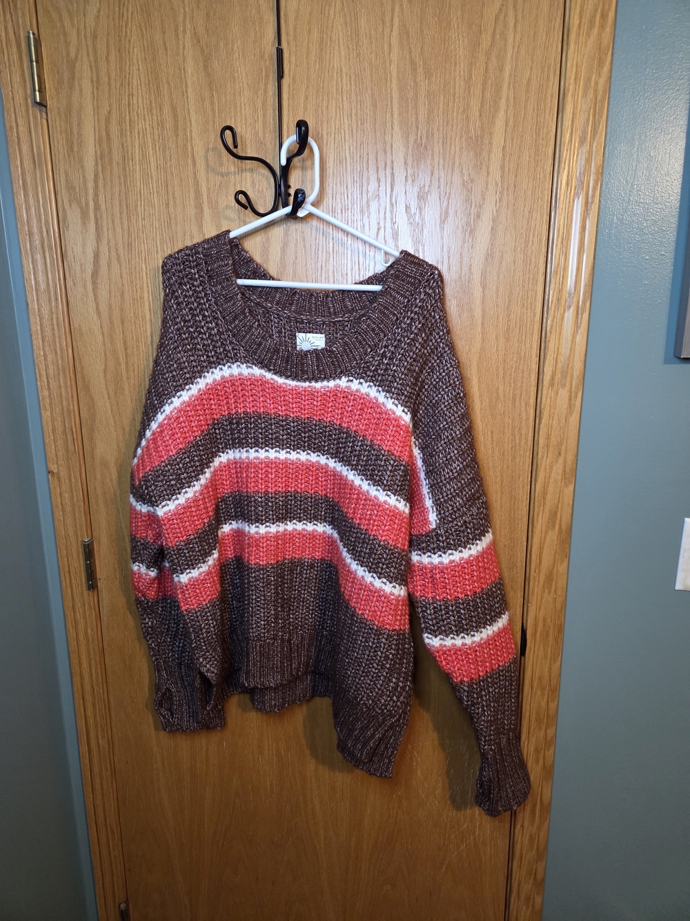 offline aerie Cozy Striped Brown and Coral Women’s Sweater